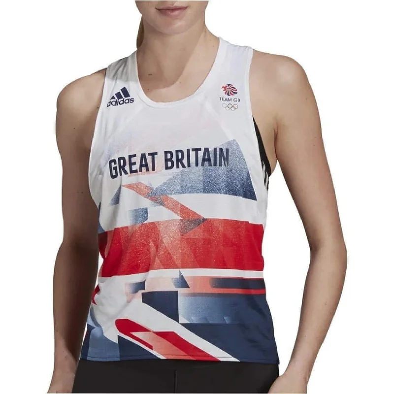 adidas Team GB Womens Running Vest Tank Top - White