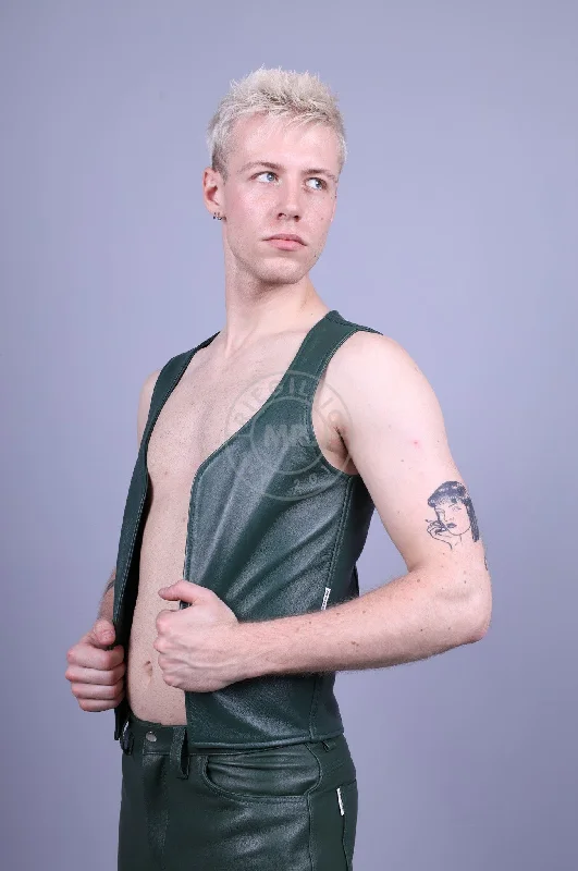 Leather Waistcoat - Dark Green