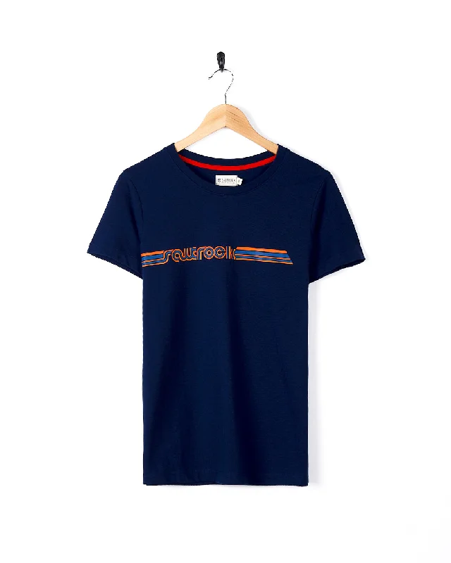 Retro Ribbon - Womens Short Sleeve T-Shirt - Dark Blue