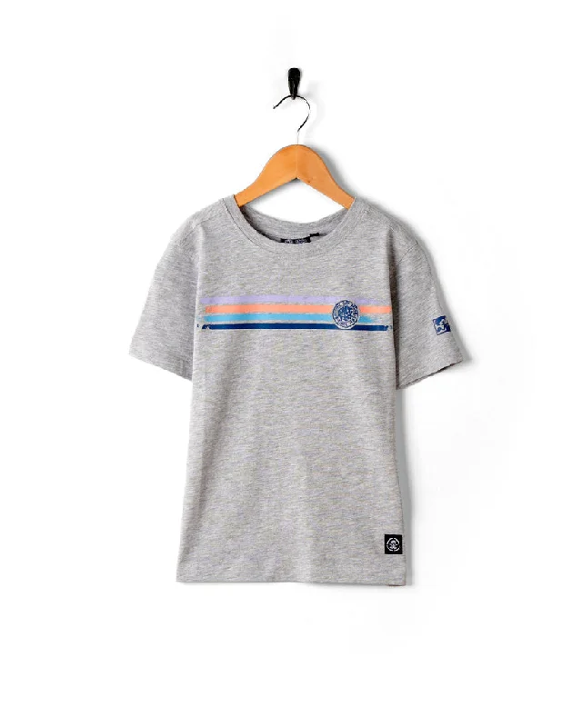 Spray Stripe - Kids Short Sleeve T-Shirt - Grey Marl