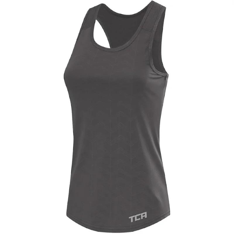 TCA Impulse Printed Racerback Womens Running Vest Tank Top - Grey