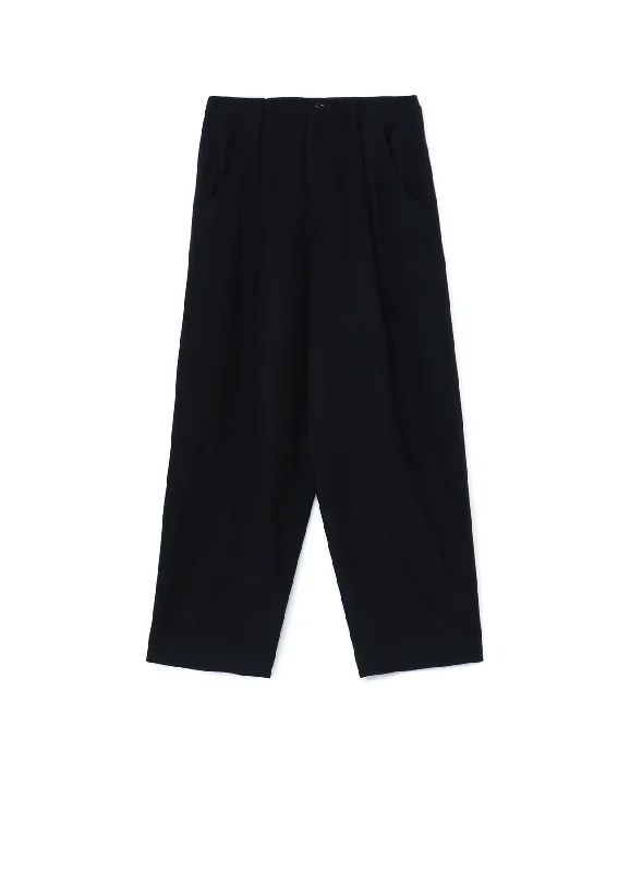 SHRUNKEN WOOL SERGE SINGLE PLEATED WIDE LEG PANTS