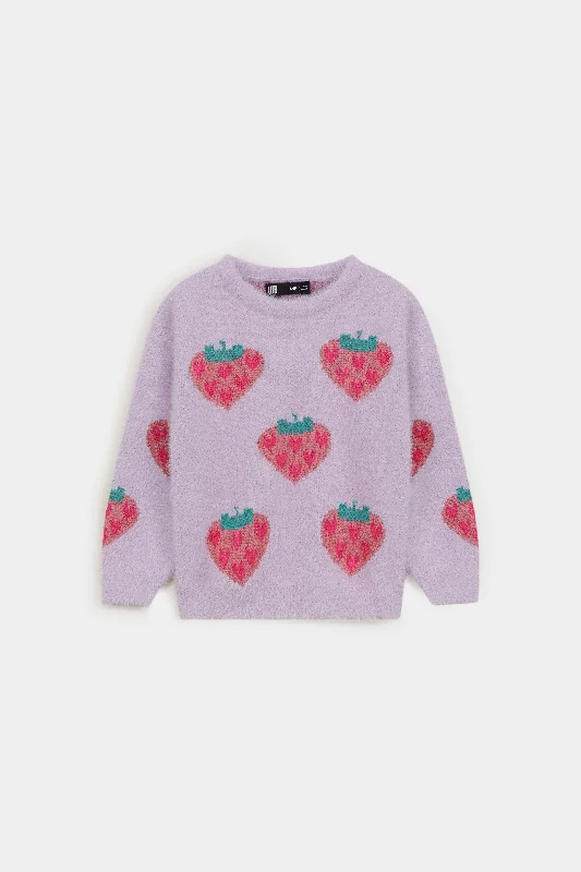 All-Over Strawberry Print Sweater