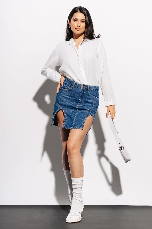 Denim Cutout Mini Skirt