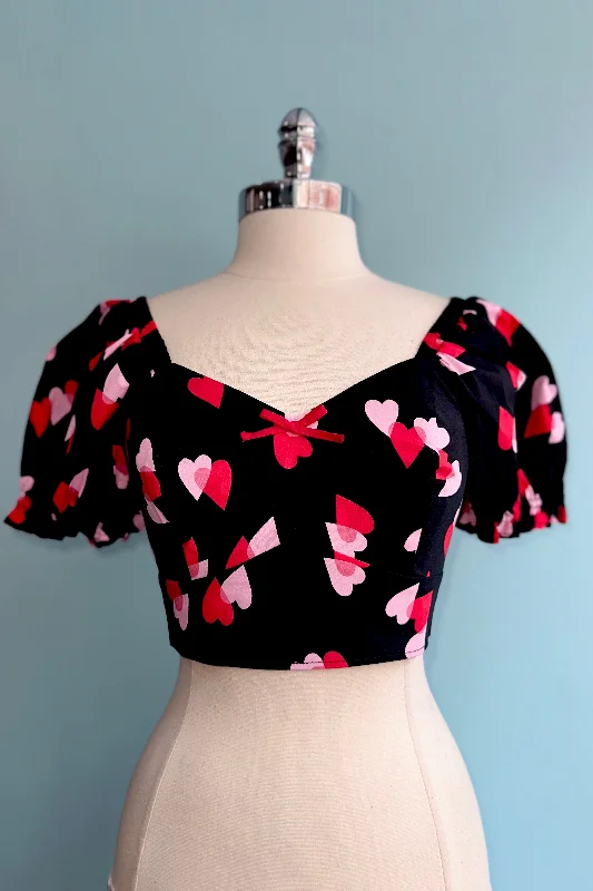 Heart Confetti Crop Top by Hell Bunny