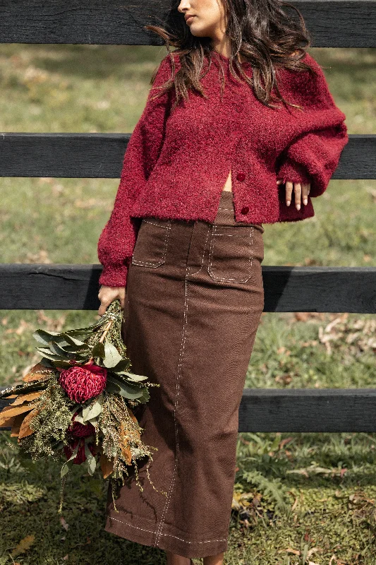 Nikko Midi Skirt - Chocolate Brown