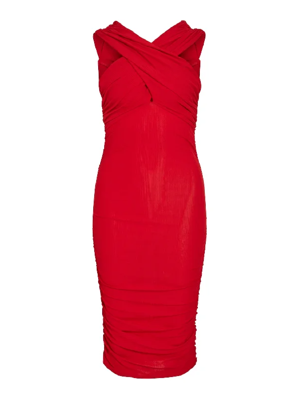 Nona Crossover Dress (Equestrian Red)