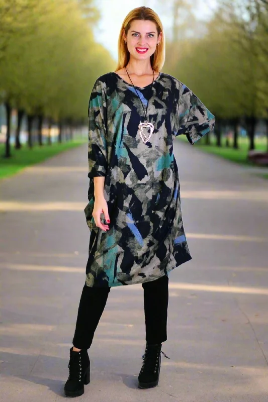 Free Size Green Relaxed Tunic Dress