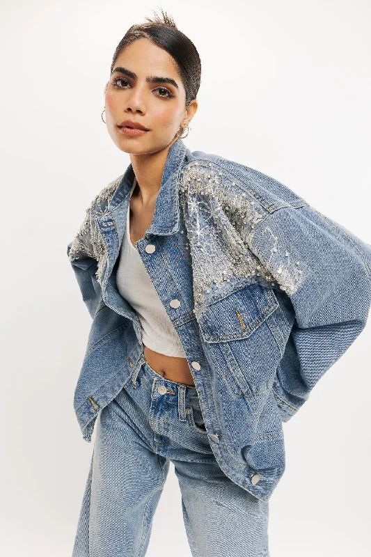 70's Lace Top Denim Jacket