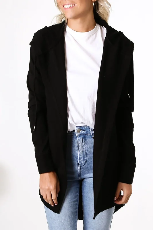 Ashleigh Hooded Cardi Black