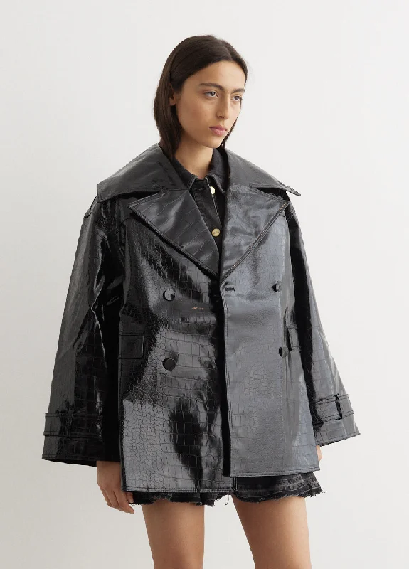 Future Coated Double Breasted Midi Jacket