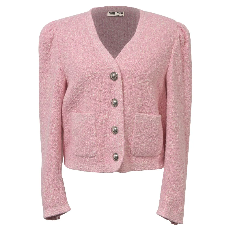 Miu Miu Tweed Jacket in Pink Wool