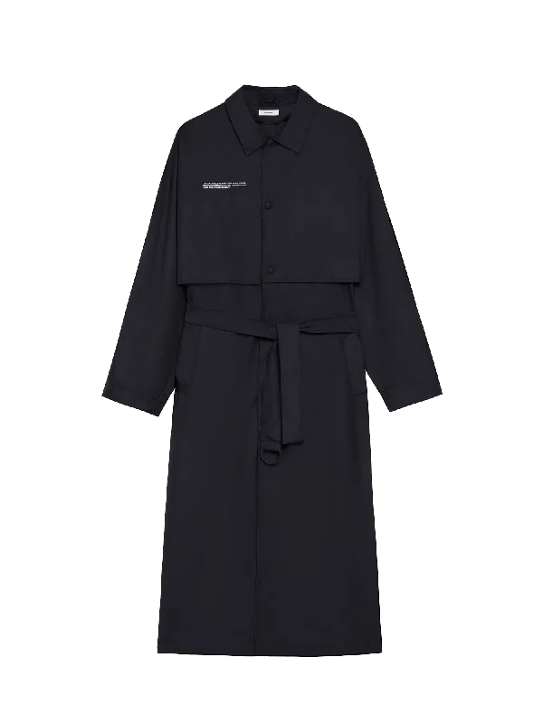 Archive Womens Recycled Nylon Trench Coat—black