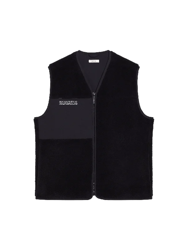 Archive Womens Recycled Wool Fleece Gilet—black