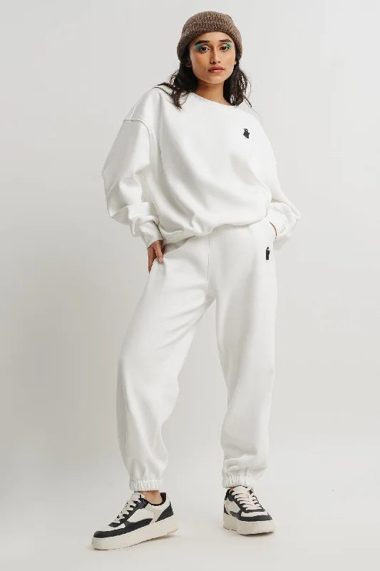 White Two Piece Sweatshirt And Jogger Set