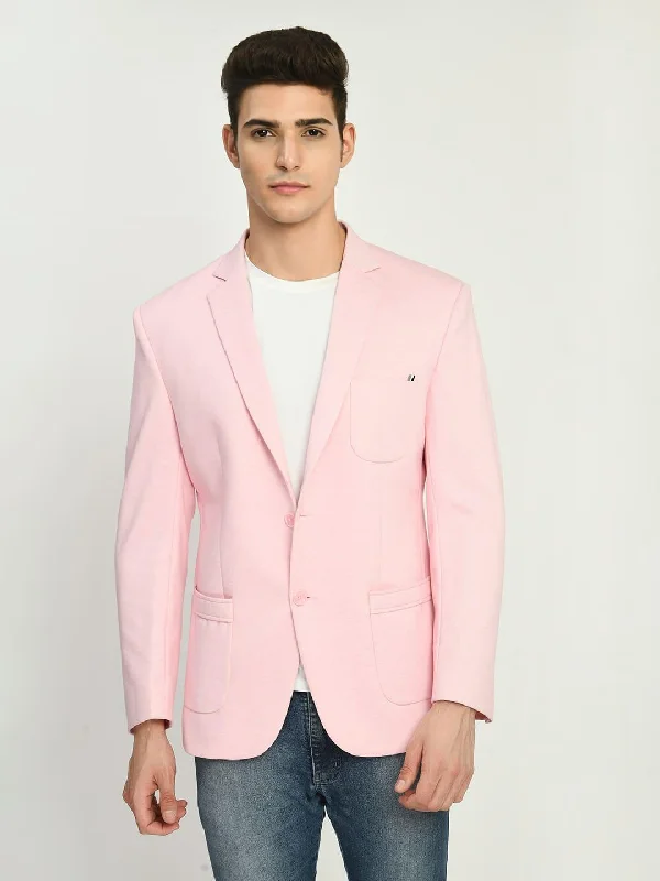 Pink Slim fit Single Breasted Blazer