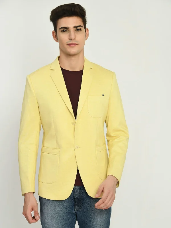 Yellow Slim Fit Knit Casual Blazer