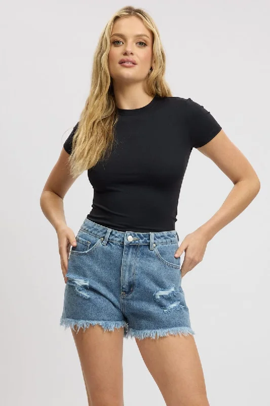 Denim Relaxed Shorts High Rise