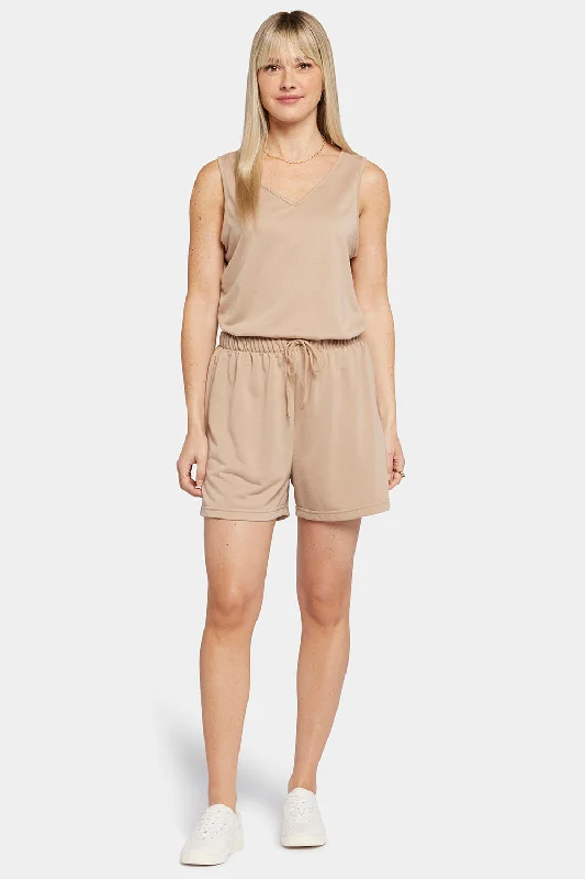 Tank And Shorts Lounge Set In Plus Size - Taupe